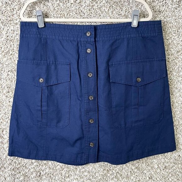 Banana Republic Skirt Women’s 18 Navy Blue Front Button Linen Blend Mini NWT - Picture 1 of 7